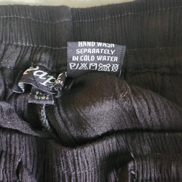 Papa Vancouver Pants Boho Wide Leg Crinkle Fabric Rayon Made in India - Picture 9 of 10